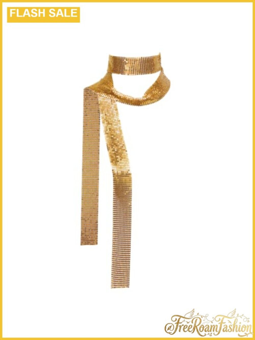 Metal Sequin Skinny Neck Scarf Glitter Tie for Prom Party